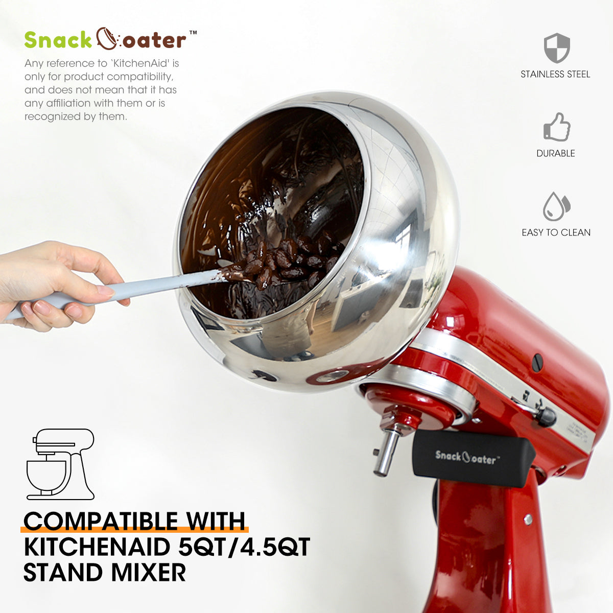 Snack Coater Compatible with KitchenAid 4.3L-4.8L/ 4.5QT-5QT stand mixer